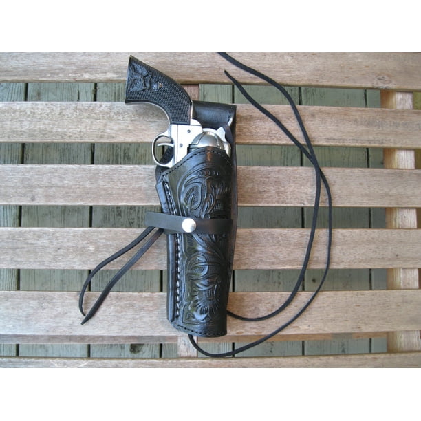 Western Gun Holster Black Right Handed For 38 Caliber Single Action Revolver Size 6 Tooled Leather Walmart Com Walmart Com