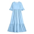 thumbnail image 5 of Auroural Girls Long Dresses Girls Summer Casual Dress with Ruffles Short Sleeve Round-Neck Dress for 4-14Y, 5 of 8
