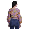 thumbnail image 2 of Moomaya Printed Womens Crop Top Wrap Style Top Wear Ruffle Long Sleeve Casual Summer Blouse, 2 of 6