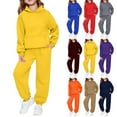 thumbnail image 6 of Boy's Girl's Trendy Dance Sweatsuits 2 Piece Kids Sports Hoodie Sweatshirts and Jogger Trackpants Running Exercise Set 2-13Y,Yellow 2-3 Years, 6 of 7
