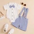 thumbnail image 2 of Guitiannn Boys Summer Short Sleeve Romper Striped Suspenders Pants Casual Bow Tie Outfit for Toddler Baby Boys Twins Clothes Outfit Baby Boy Women Sweats Suits Boy Outfit Size 4 6t Boys Track Suit, 2 of 9