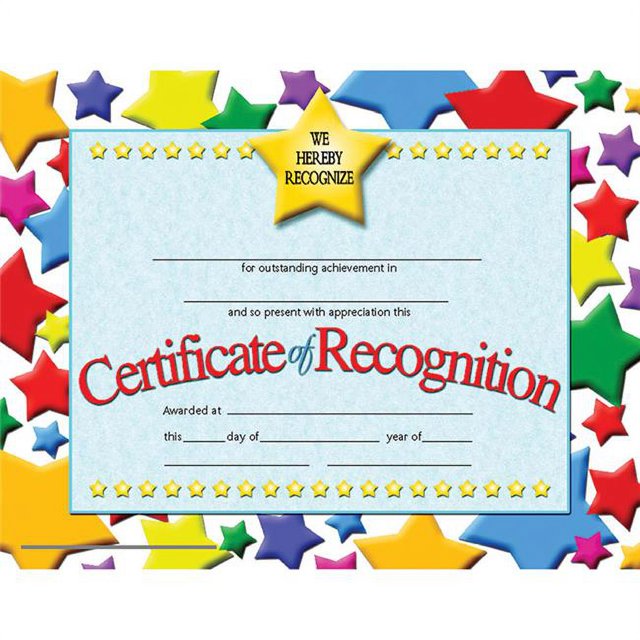 Certificat de Reconnaissance, 30 par Pack, 6 Packs