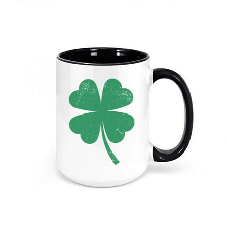 

Shamrock Mug Four Leaf Clover St. Patricks Day Mug Clover Coffee Mug Shamrock Cup Lucky Mug Sublimated Design Clover Cup Shamrock BLACK