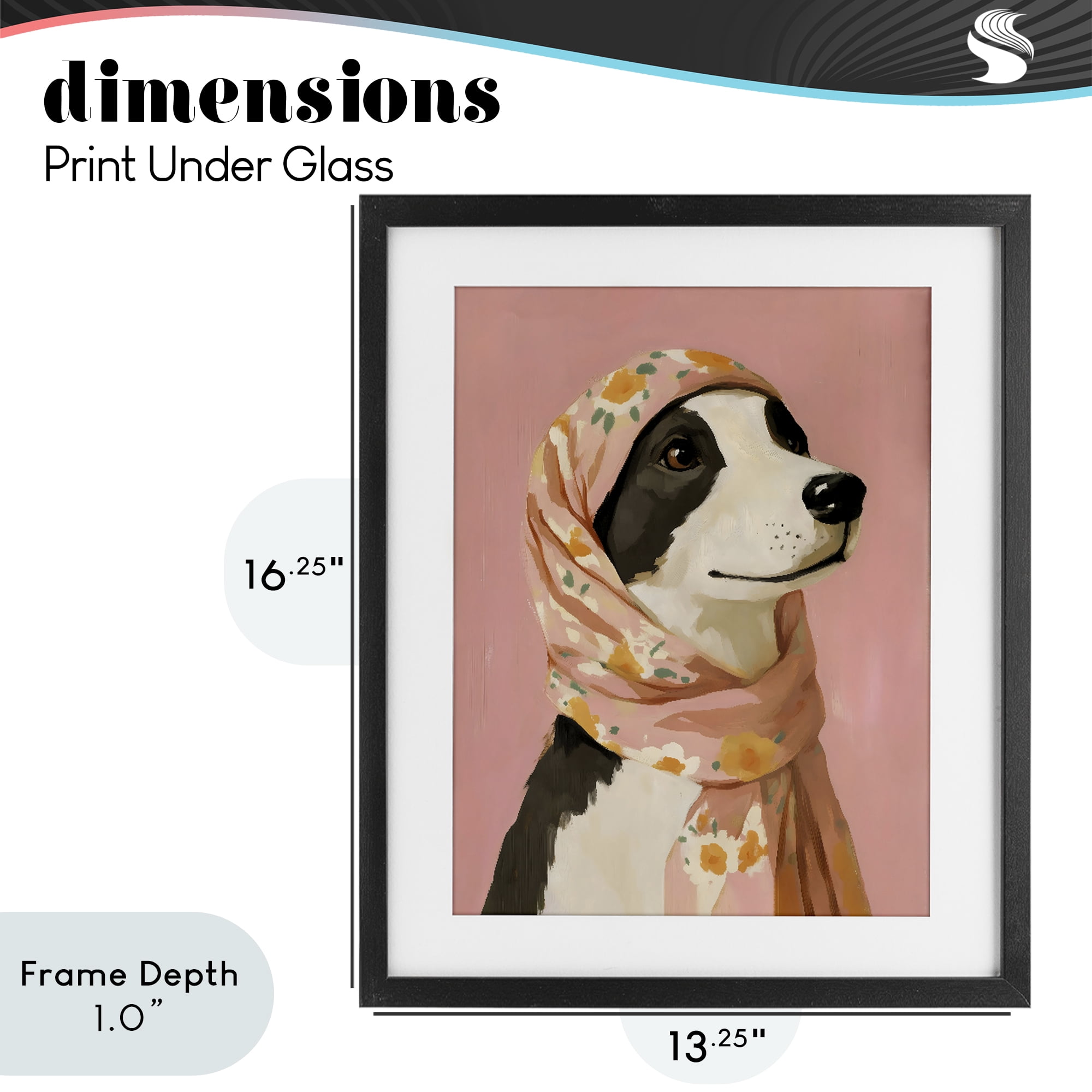 Stupell Industries Dog Babushka in Floral Scarf Black Framed Print Under Glass, design by The Prints Vibe