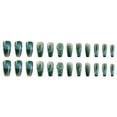 thumbnail image 4 of FCOGIN Long Coffin, 24 Pieces, Green, Smudge, Acrylic False Nail, Press on Nail, 4 of 5