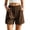 Brown, variant on Women's Cotton Summer Shorts Elastic Waist Pocket Casual Bubble Shorts with Scalloped Hem for Beach Vacation