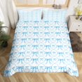 thumbnail image 2 of Blue White Bow Bedding Set Cute Bowknot Twin Comforter Cover 2 Piece,Watercolor Ribbon Bow Tie Duvet Cover Geometric Grids Bow Bed Set 1 Pillow Case, 2 of 5