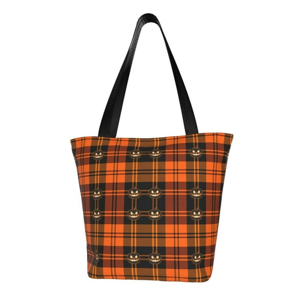 Bingfone Halloween Tartan Plaid Women Shoulder Tote Bags Casual Bag Ladies Shopping Handbag