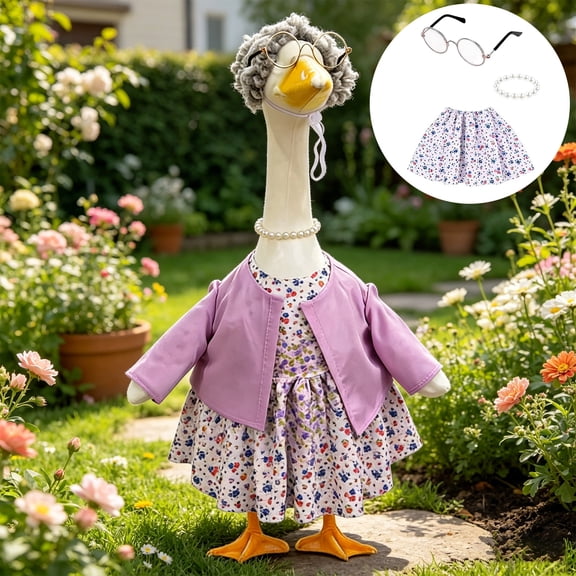 Pandiboks porch goose outfit 28.4in porch goose clothes Purple cloth Washable Balcony Outdoors decoration Gifts for others