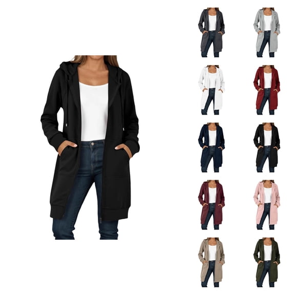 Long Hoodies for Women Long Raglan Sleeve Oversized Zip Up Hooded Sweatshirt with Pockets Hoodie Dress Jacket Coat