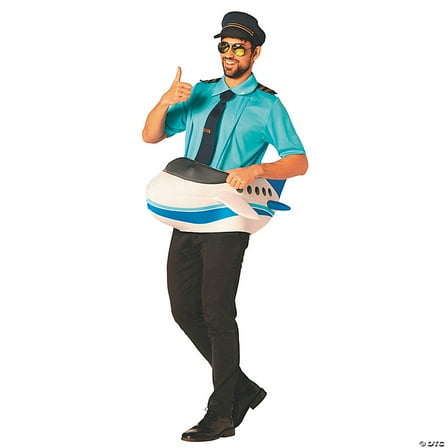 Imposta Costumes Airplane Halloween Costume, Men and Women, White Blue, Adult One Size, 30021-OS