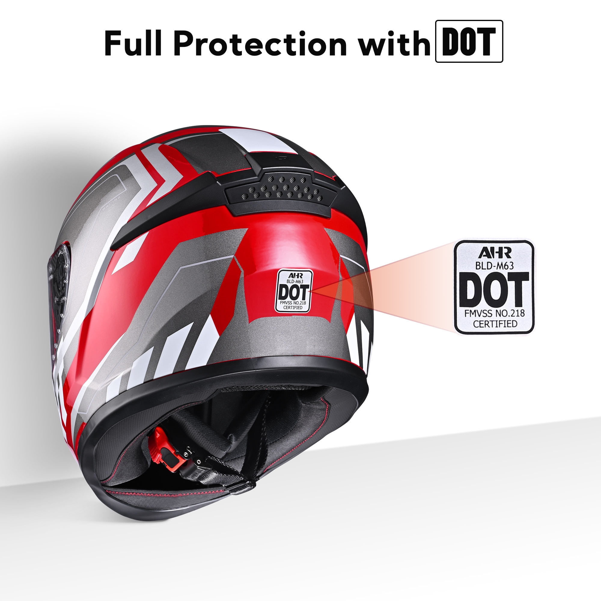 AHR RUN-F3 Full Face Motorcycle Helmet DOT Approved Lightweight Street Bike Touring Racing S