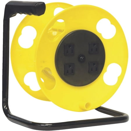 Light Cord Reel - Bayco SL-2000PDQ Cord Storage Reel with 4 Outlets and Resettable 15A Circuit Breaker