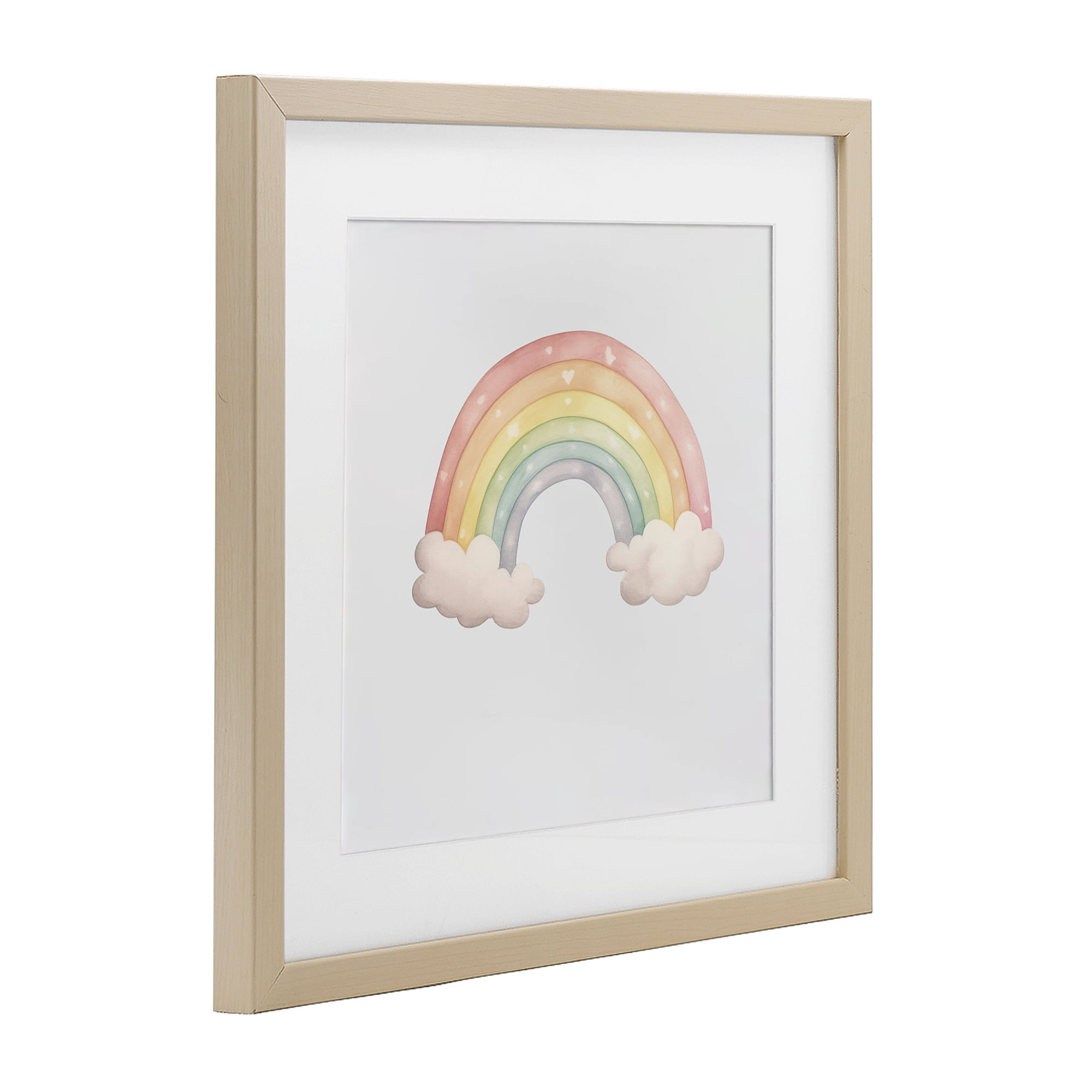 Stupell Industries Dreamy Pastel Rainbow with Clouds Birch Framed Print Under Glass, design by Karen Smith