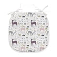 thumbnail image 1 of Forest Dining Chair Pad, Enchanted Woodland Creatures Deer with Curved Antlers Foliage Dotted Rocks Pattern, Water Resistant Pillow with Straps for Seats, 2 Pieces Set, Multicolor, by Ambesonne, 1 of 5