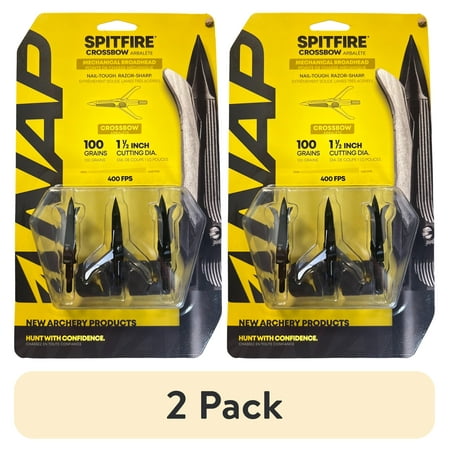 (2 pack) NAP Spitfire Mechanical Broadhead 100 Grains 1 1/2 Cutting Diameter 3 Pack