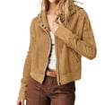 thumbnail image 1 of Yuyuzo Womens Coats Long Sleeve Hooded Drawstring Button Zipper Cropped Jackets Fall Casual Solid Color Tops Blouse, 1 of 6