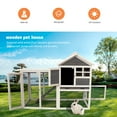thumbnail image 3 of Deluxe Wooden Rabbit Hutch with Extended Play Area & Waterproof Roofs, Easy-Clean Pull-Out Tray, Solid Fir Wood Construction, Glass Windows & Anti-Bite Protection for 2-4 Pets, 3 of 8