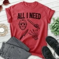 thumbnail image 2 of All I Need Horror Film T-shirt, Unisex Women's Men's Tee, Horror Movie Classic Lover Halloween Gift, Heather Red, Large, 2 of 6