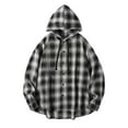thumbnail image 2 of VgaVtl Long Sleeve Mens Shirts Plaid Hooded Clothing for Men Cardigan Casual Loose Black Workout Big and Tall Shirts,M, 2 of 4