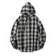thumbnail image 2 of Blusa de manga larga con capucha para hombre, estilo holgado, a cuadros, con botones y cordón ajustable, de poliéster., 2 of 4
