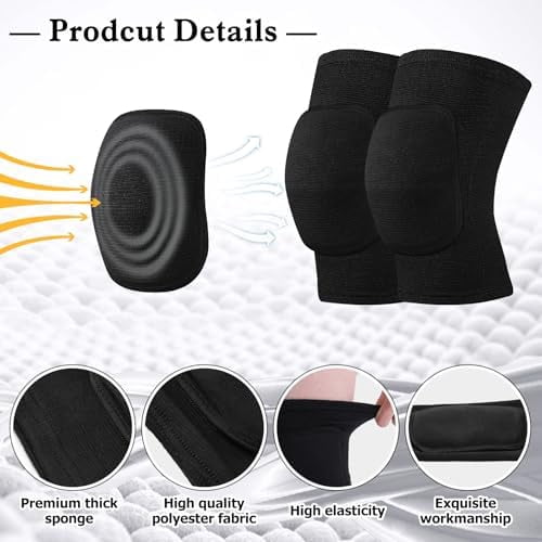 WLIKKS 3 Pairs Dance Knee Pads Women Protective Non-Slip Knee Pads for Yoga Cheerleading Pole Floor Dance Volleyball