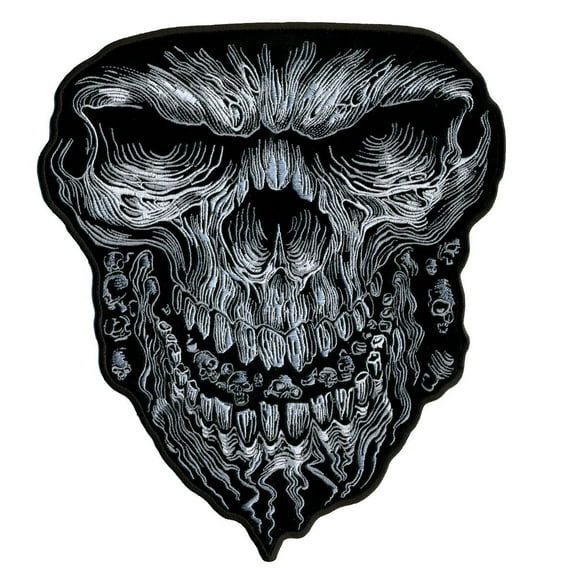 Giant Skull, High Thread Embroidered Iron-on / Saw-on Rayon PATCH - 5" X 6", Exceptional Quality
