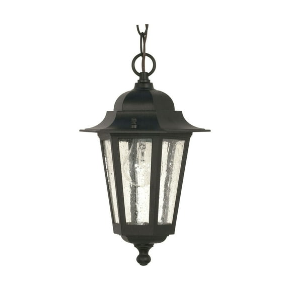 Nuvo Lighting Cornerstone 1 Light Textured Black with Clear Seed Hanging Lantern