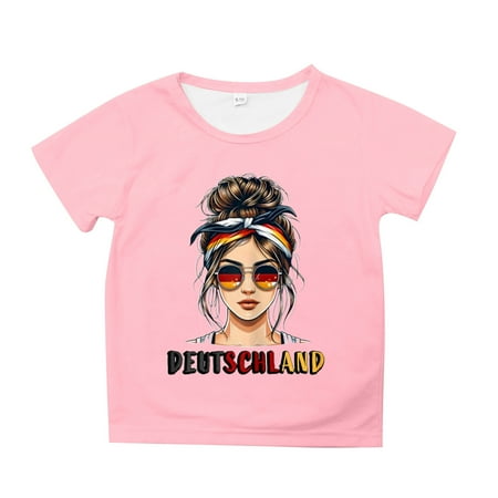 

Boy s and Girl s German Girl Deutsches Mädchen Germany Flagge T Shirt Leisure Skin-Friendly T Shirt Baby Girl Clothes