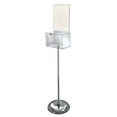 UPC: 0696859999154 | Azar Displays 206320-CLR Large Clear Lottery Box with Pocket  Lock and Keys on Pedestal