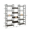thumbnail image 6 of Triple Wide Large 5 Tier Industrial Bookshelf, Vintage Wood Bookcase for Living Room Bedroom Living Room Office, Dark Grey, 6 of 10