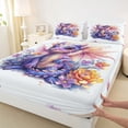 thumbnail image 3 of Manfei Colorful Cute Dragon Twin Sheet Sets,Cartoon Animal Twin Fitted Sheet,Retro Watercolor Flowers Flat Sheet For Boys Kids,Luxury Bedroom Decor,3pcs, 3 of 7