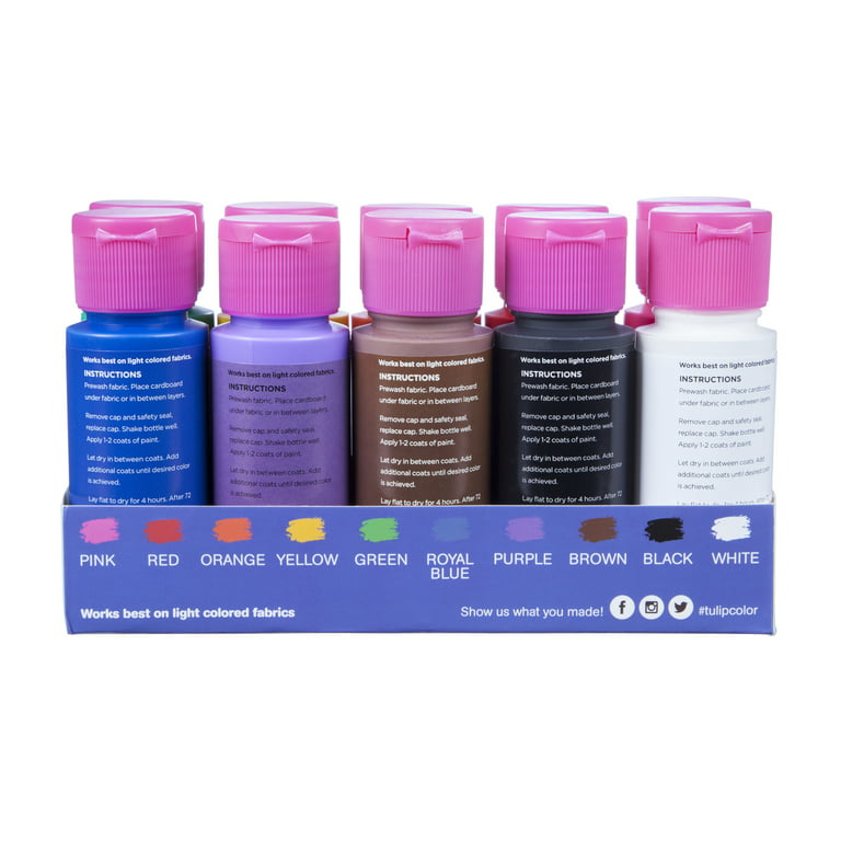 Tulip Brush-On Fabric Paint Rainbow 10 Pack, Multicolor