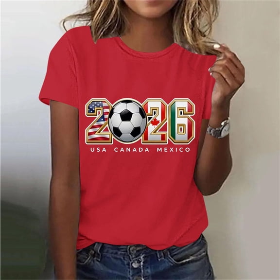 Gamivast 2026 Soccer Match Tournament for Women T Shirt USA Canada Mexico Graphic Short Sleeve Crewneck Casual Loose Fit Summer Sports Fan Event Shirts Tops Tees
