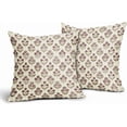 thumbnail image 2 of Brown Burgundy Red Floral Block Print Pillow Covers 20x20 Inch Set of 2, Vintage Flower Pattern Decorative Throw Pillowcases Outdoor Farmhouse Cushion Covers Spring Summer Rustic Sofa Couch Bed Decor, 2 of 6