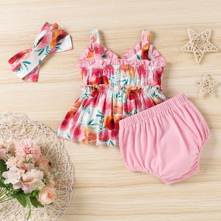 

Cathalem Baby Boy Fall Clothes 3-6 Months Toddler Girls Sleeveless Ruffles Floral Prints T Shirt Tops Vest Toddler Girl Set Childrenscostume Red 6-9 Months