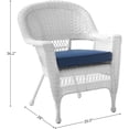 Jeco Outdoor Woven Patio Wicker Rattan Chairs in White with Blue ...