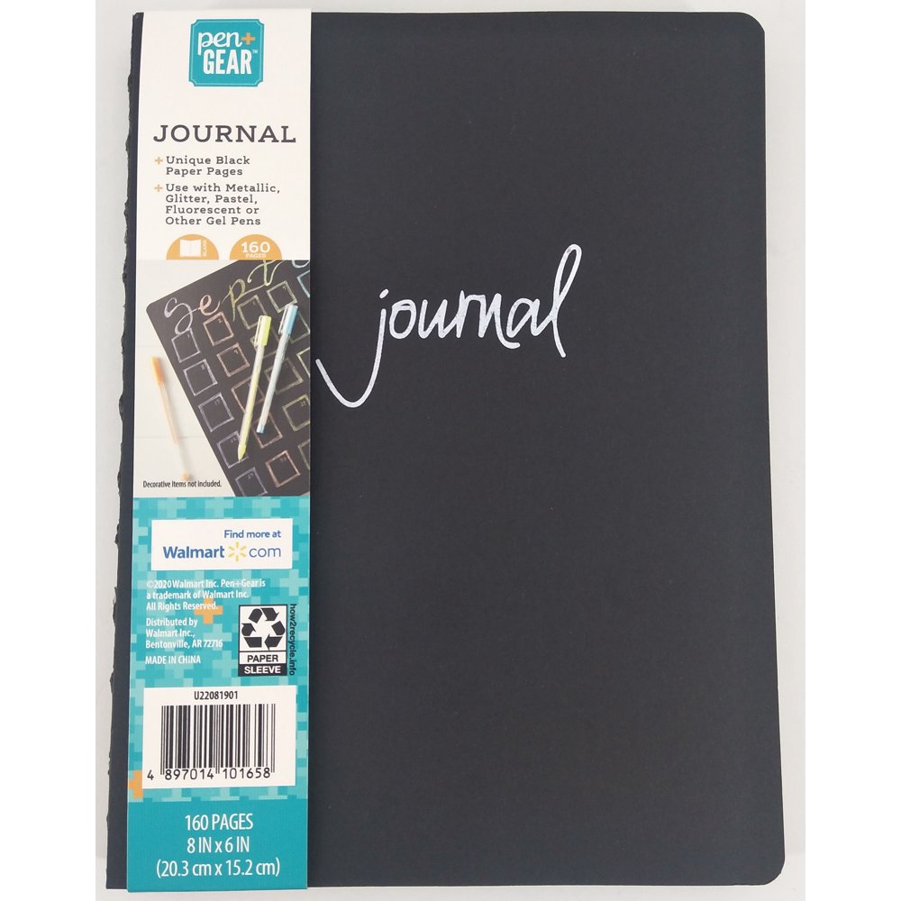 Pen + Gear Medium Open Spine Journal, Black Paper, 160 Pages Walmart
