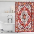 thumbnail image 4 of Orange Red Boho Waterproof Fabric Shower Curtain,Vintage Flower Tribal Distressed Printed Waterproof Fabric Shower Curtain for Bathroom Bathtubs Shower Curtains with 12 Hooks Extra Long 72x96, 4 of 8