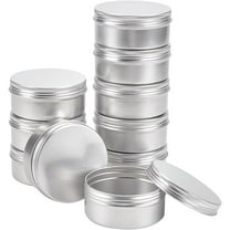 1 Box 10 Pcs 150ml Aluminum Tin Jars Round Aluminum Tin Cans Cosmetic Containers with Screw Cap Lid for DIY Crafts Salve Candle Travel Storage-Platinum