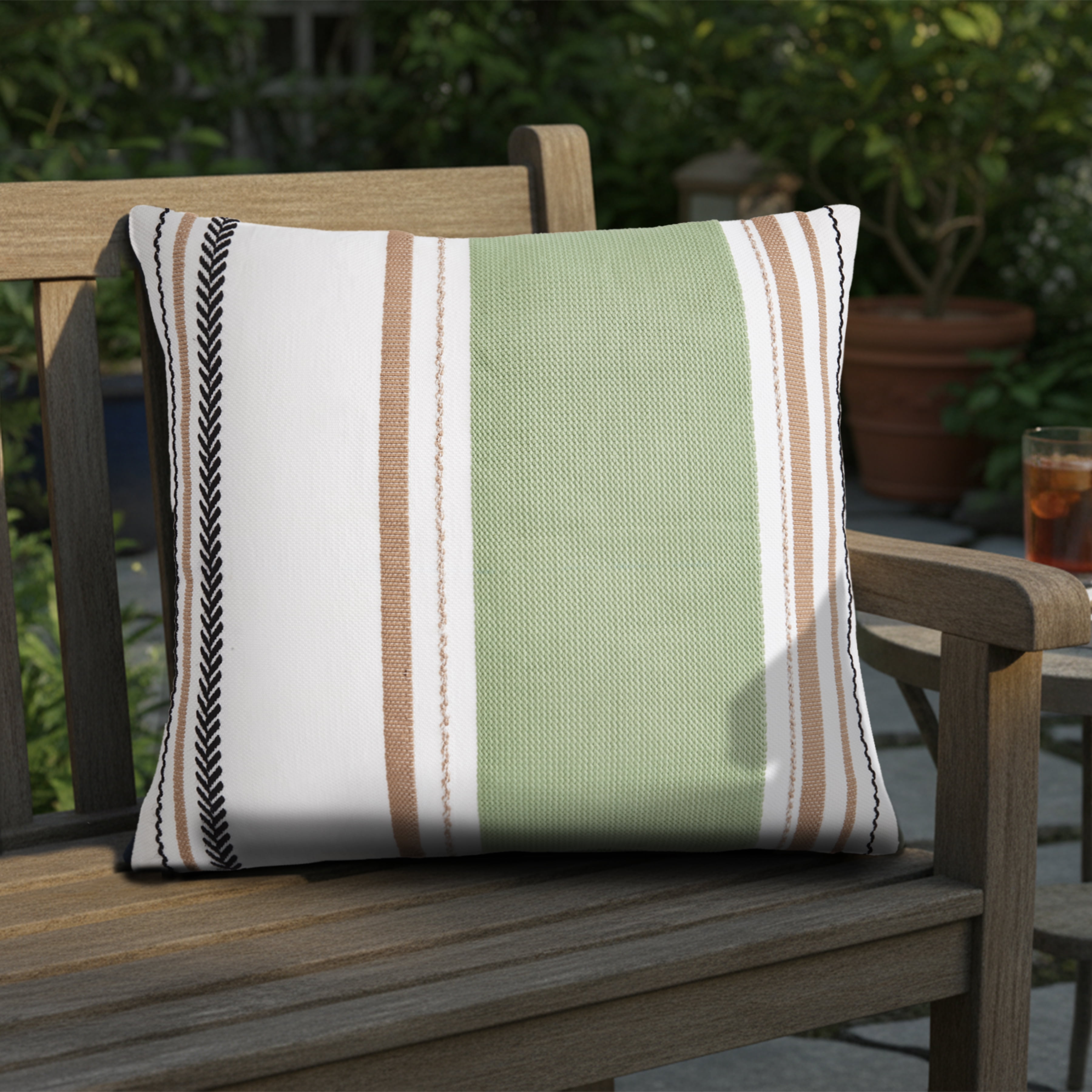 Better Homes & Gardens 18" x 18" Green Bold Stripe Outdoor Pillow