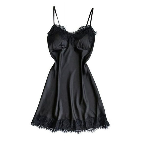 Sinhoon Sleepwear Sexy Lingerie Nightgown Lace Chemise Satin Slip Silk Nightie Bridal Babydoll for Women