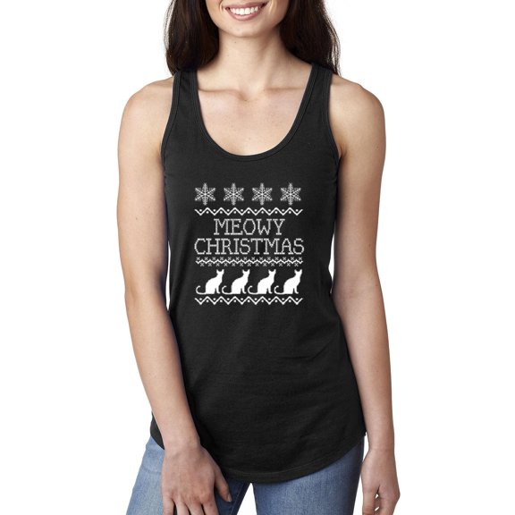 MmF - Women's Racerback Tank Top - Christmas Kitten Meowy