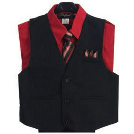 Red 4 Piece Pin Striped Vest Set Boys Suit 5-20