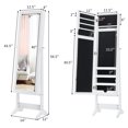 thumbnail image 3 of Patiojoy Armoire Mirrored Jewelry Cabinet Dressing Storage Box Organizer White, 3 of 6