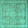 thumbnail image 1 of Ahgly Company Indoor Square Persian Turquoise Blue Traditional Area Rugs, 3' Square, 1 of 4