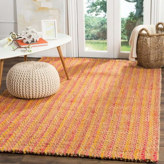 SAFAVIEH Natural Fiber Geraldine Geometric Jute Area Rug, Pink/Multi, 6' x 9'