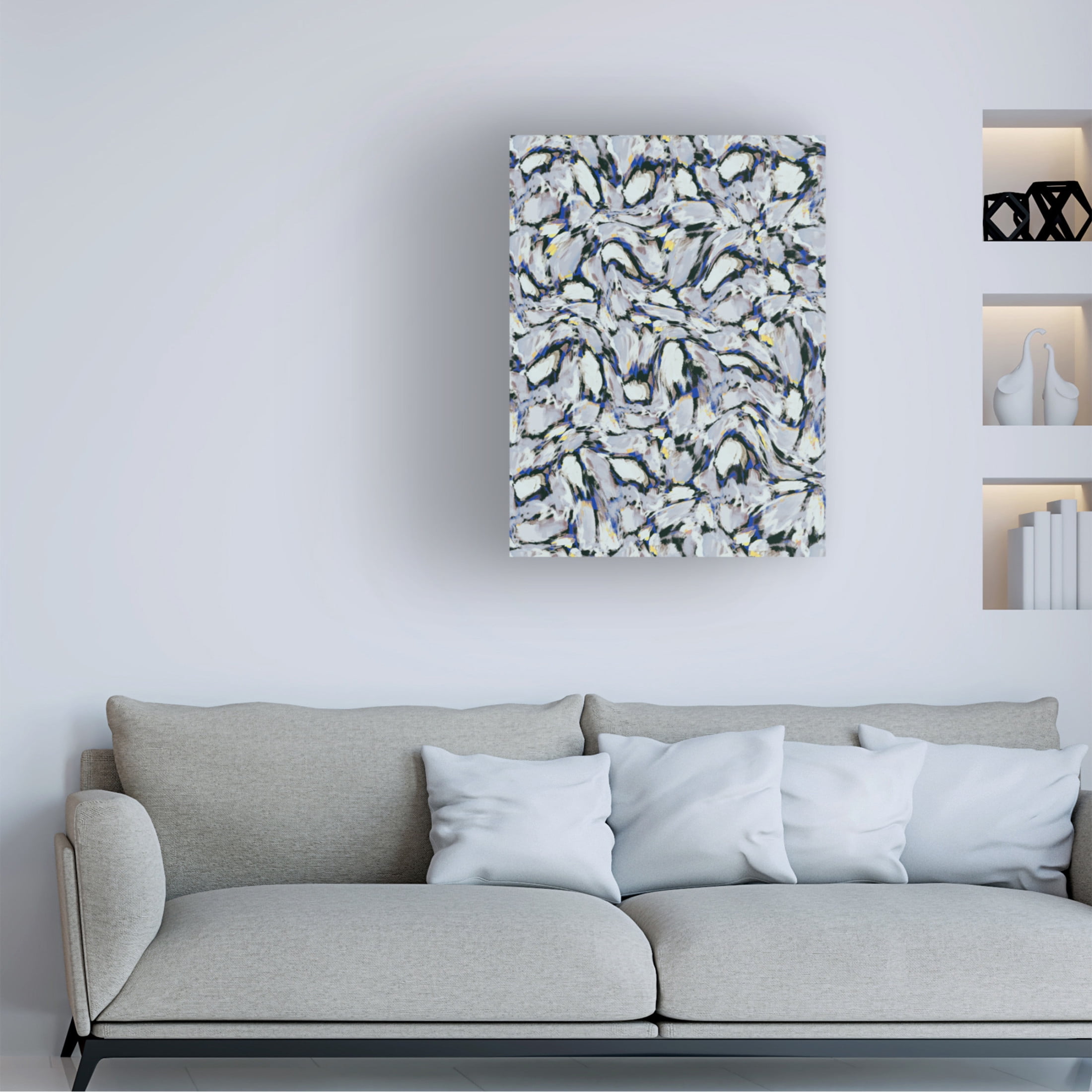 Canvas Wall Art - Treechild 'Blue Ice Flowers Pattern' Wall Art for Living Room, Bedroom, or Office D?cor by Trademark Fine Art - 14 x 19 Inches