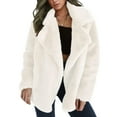 thumbnail image 2 of Women's Fashionable Solid-Color Lapel Mid-Length Plush Coat for Fall and Winter, Warm and Elegant, Winter Clothes for Women,White,3XL, 2 of 8