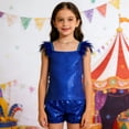 thumbnail image 3 of LYHaoo Girls Glam Performance Outfit Sequin Sleeveless Top And Shorts For Stage Show Party Girls Outfit Sets Sizes 9-10 Years(Blue), 3 of 5